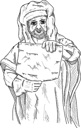 vector - historical man reading from paper, isolated on backgroundのイラスト素材