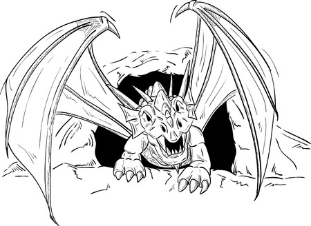 vector - dragon with wings , isolated on backgroundのイラスト素材