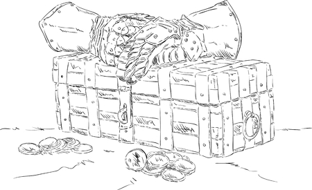 vector - Treasure chest ,money , isolated on backgroundのイラスト素材