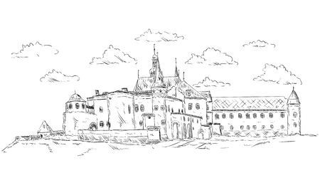 vector - The old palace, now is the ceremonial hall and museum, Frydek-Mistek, Czech republic, Europeのイラスト素材