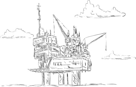 vector - oil platform , isolated on backgroundのイラスト素材