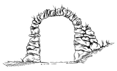 Vector - Old stone entrance wall, isolated on backgroundのイラスト素材