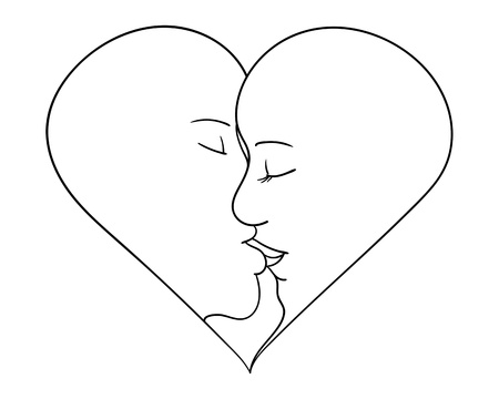 vector - Love or Valentines day - heart faceのイラスト素材