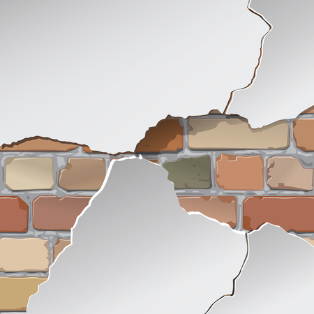 Plaster, paint, repair. Brick wall. Background, texture. Vectorのイラスト素材