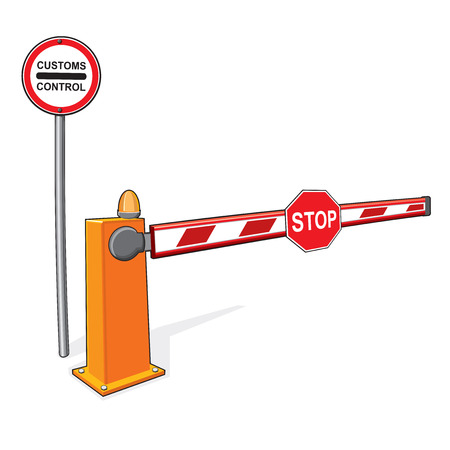 The barrier at the border. Customs controls, a ban on entry.のイラスト素材