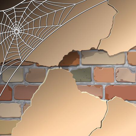 Old brick wall in the web. Vectorのイラスト素材