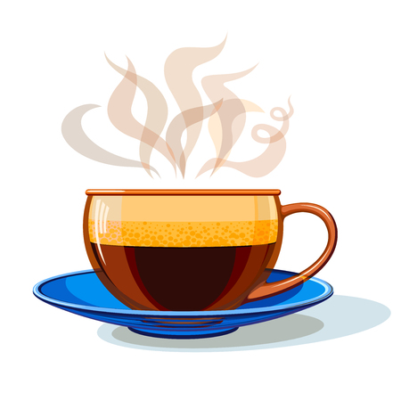 Hot coffee in a glass cup, of pairs of - Coffee inscription.のイラスト素材