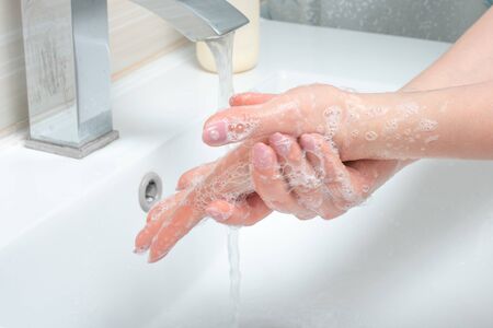 Clean hands protect against infection Protect yourself,Clean your hand regularly.Wash your hands with soap and water, How do I wash my hands properly Cleaning Hands. Hygieneの写真素材