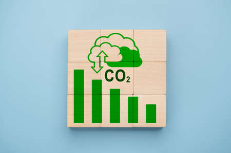 Reduce CO2 emission concept, Sustainable development and green based on renewable can limit climate change and global warming, Net Zero and Carbon Neutral Conceptsの写真素材