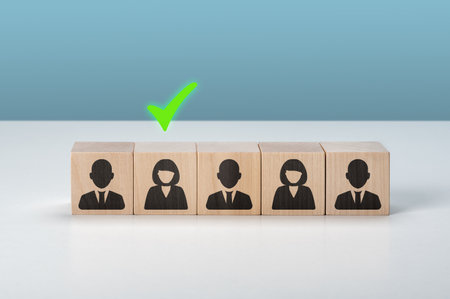 HR, Human resources and team completing. Human resources and personnel hiring concept. choosing woman as company manager. female business manager. woman CEO. woman leads working team.の写真素材
