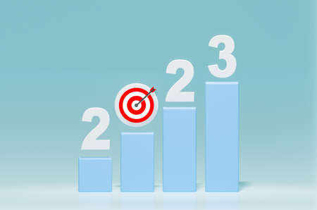 Growth chart for 2023. plan for economic and financial growth in 2023. new year Analysis business growth trends and company finances. analysis and forecast for financial growth in 2023の写真素材