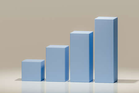 bar growth chart. Minimalist blue Bar Chart rising up Business Growth chart. graph of blue bars showing growthの写真素材