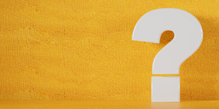 Big white question mark on yellow background. question mark icon sign or ask faq answer solution and information support illustration. 3D Renderingの写真素材