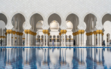 Abu Dhabi, United Arab Emirates - April 4, 2023: Sheikh Zayed Grand Mosque located in Abu Dhabi - capital city of United Arab Emirates. White Mosque third largest mosque in the world.のeditorial素材