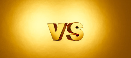 VS. Versus battle banner template on orange background. product comparison. Versus or VS battle on dark background for competition between team, contestants and fighters. 3d illustrationの写真素材