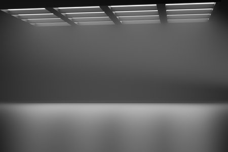 product placement. dark gray background for product presentation. Mockup Floor for display or montage of product. dark gray studio with light on top. 3d renderingの写真素材