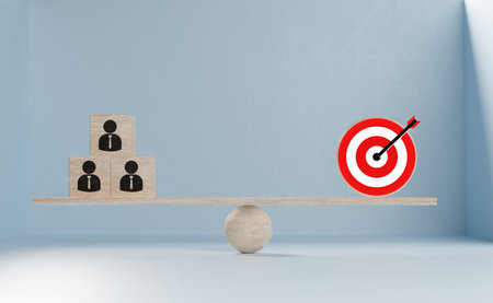 hiring employees to join the team to achieve the set goal. teamwork to achieve goal. targeted selection of personnel for team. 3d illustrationの写真素材