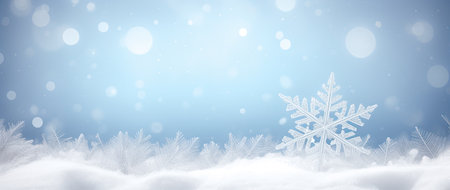 snowflake ice crystal shape blurry lights and snow falling on a cold winter. Christmas snowflakes...