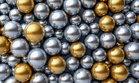 array of shimmering, iridescent orbs in gold, blue, and purple hues cluster together, adorned with delicate beads that create a visually captivating texture and depthの素材