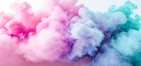 Vibrant Display of Pink, Blue, Purple Smoke, Abstract Background for Creative Use, Soft Texture, Ethereal Quality, Artistic Projects, Wallpaper or Design Elementの素材