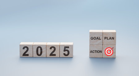 2025 new year goal plan action, Business plan and strategies. Annual plan and development for...