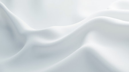 Luxurious white satin texture for background use, gentle curving fabric folds in abstract design, soft flowing drapery pattern elegant backdropの写真素材