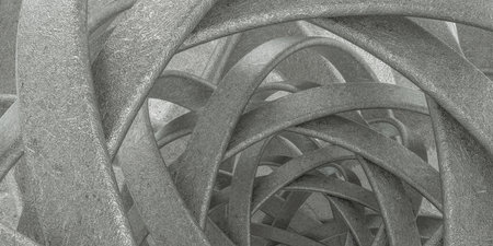 monochrome abstract 3D background with overlapping curved shapes textured surface depth perception...