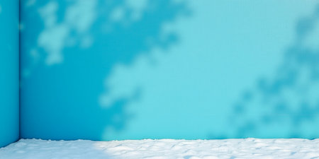 bright blue backdrop and soft shadows, providing professional setting for product advertising. branding projects, e-commerce product displays, or promotional designの写真素材