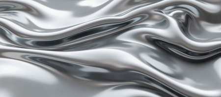Soft folds of silver cloth with metallic sheen, abstract pattern, background for presentations,...