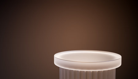 frosted glass pedestal or Empty podium with illumination, showcasing products, presentation backdrop, enhancing visual appeal in advertisement, 3d illustrationの写真素材