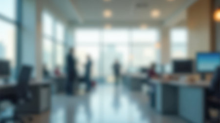 Modern office background blurred, people working soft focus professional environment business...