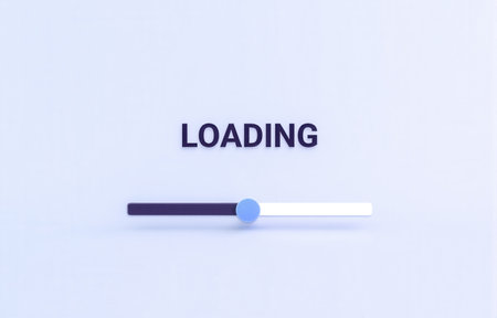 Blue loading progress bar with clean design, simple interface, modern digital display, smooth flat...