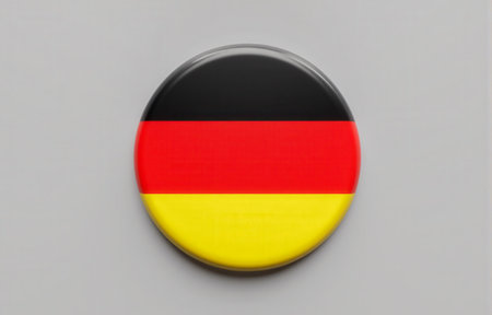 Round German flag symbol with shiny reflection used in international events education sports tourism political business communication. 3d renderingの写真素材
