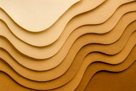Soft beige to bronze spectrum of overlapping curves adds depth and sophistication giving versatile backdrop for jewelry catalog finance report or classy social media postの写真素材