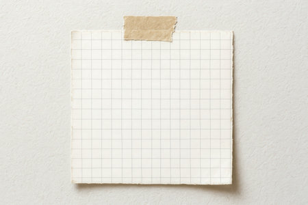 Single old piece of squared notebook paper for your important message, this beautiful minimal template is for creative or nostalgic conceptsの写真素材