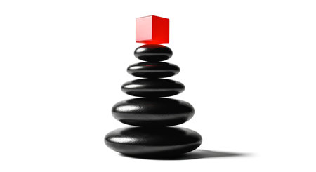 cairn with unique different element, this powerful symbol shows harmony, corporate structure, and finding perfect strategic business solutionの写真素材