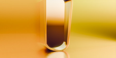 Rich yellow product presentation metal surface with clean lines and light gradient, modern minimal backdrop for award or certificate, success and wealth concept for finance industryの写真素材