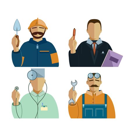Vector illustration of a four professions setのイラスト素材