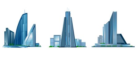 Vector illustration of a three modern buildingのイラスト素材