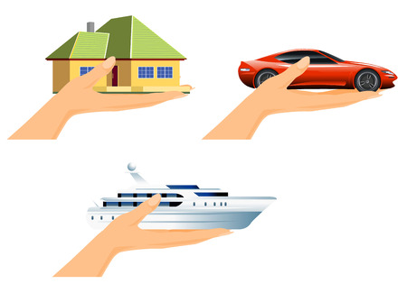 Vector illustration of a hand rich giftのイラスト素材