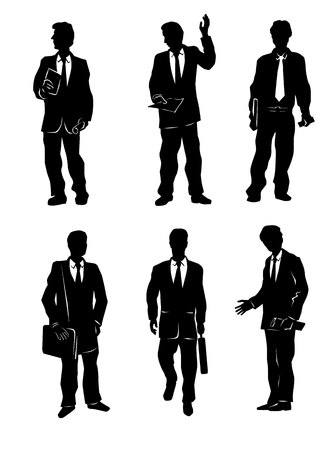 Vector illustration of a six businessman silhouettesのイラスト素材