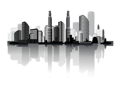 Vector illustration of an abstract city on the white backgroundのイラスト素材