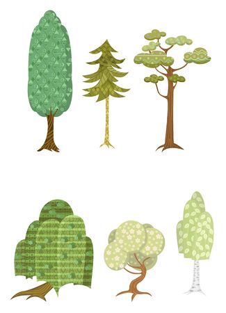 Vector illustration of a six trees on the whiteのイラスト素材