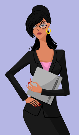 Vector illustration of a secretary with documentsのイラスト素材