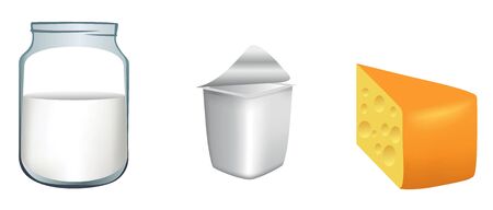 Vector illustration of a three milk productsのイラスト素材