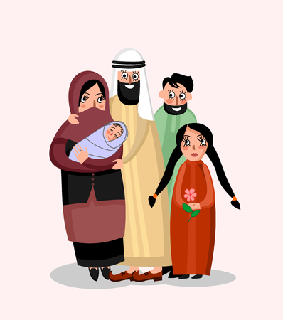 Vector illustration of a happy muslim familyのイラスト素材