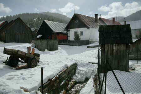 Smokehouse in old village Liptovska Teplickaの写真素材