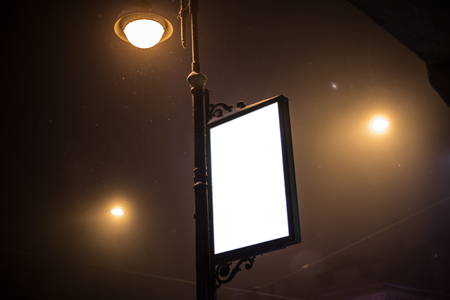 White blank billboard at the nightの写真素材