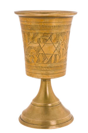  Silver kiddush wine cup and saucer isolatedの写真素材