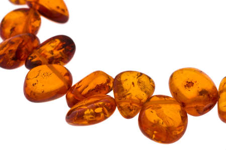amber necklace on white backgroundの写真素材